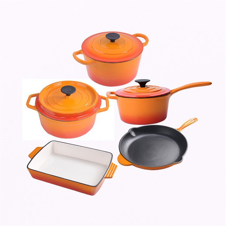 Orange Cast Iron Cookware Set